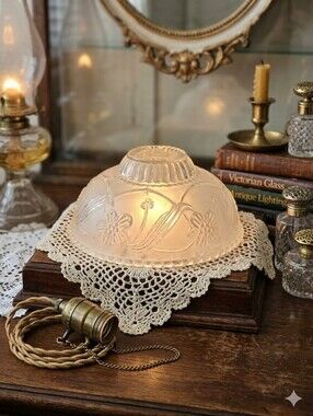 ​✨ Vintage Mid-Century Floral Glass Light Cover ✨